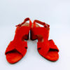 Red sandals with block heels